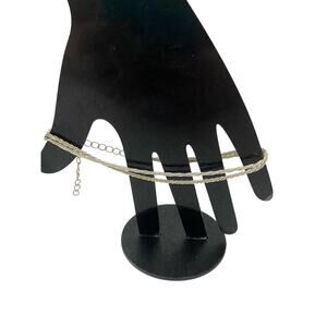 Layered chain anklet silver tone